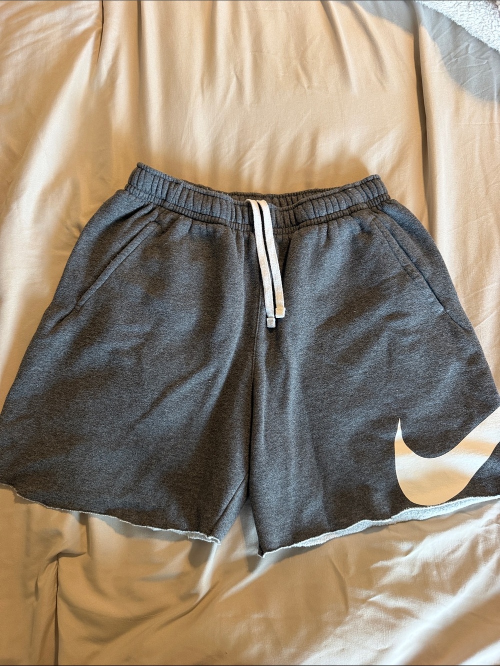 Nike Men's Charcoal Gray Athletic Shorts with White Swoosh